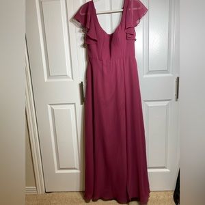 Azazie Mulberry flutter sleeve dress